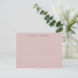 Zeitgenössischer Dusty Blush Minimalistisch Mitteilungskarte