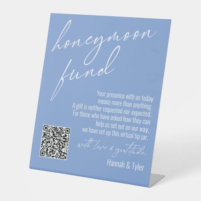 Zeitgenössischer Flitterwochen-Fonds QR-Code Periw Sockelschild (Vorderseite)