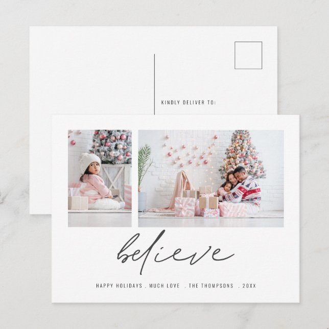 Zeitgenössischer Glaube 2 Fotos Script Weihnachten Postkarte (Vorne/Hinten)