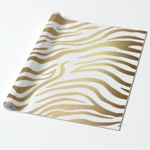 Zeitgenössischer goldener Zebra-weiße Safari-Hau Geschenkpapier