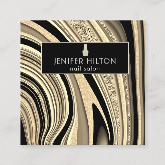 Zeitgenössischer Goldgräbernagel Quadratische Visitenkarte (Vorderseite)