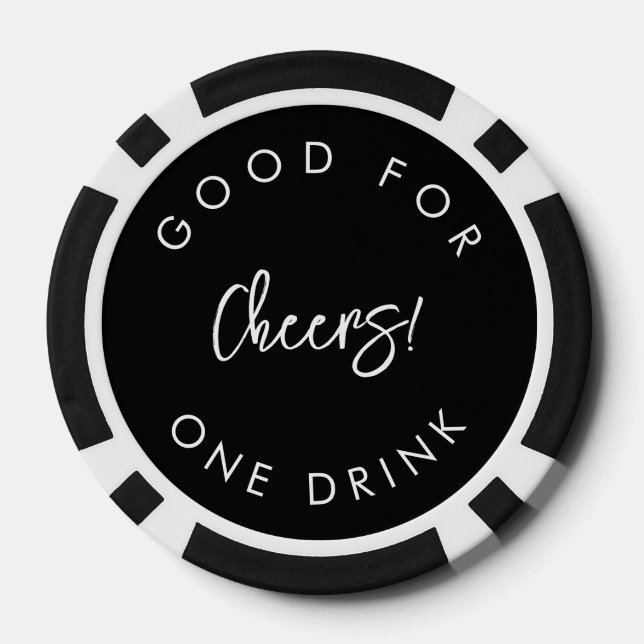 Zeitgenössischer moderner schwarzer Hochzeitstich Pokerchips (Rückseite)