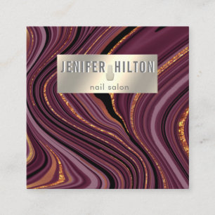 Zeitgenössischer Nagelsalon mit Bordeaux Quadratische Visitenkarte