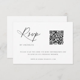 Zeitgenössischer QR-Code für Küstenchic Wedding RSVP Karte