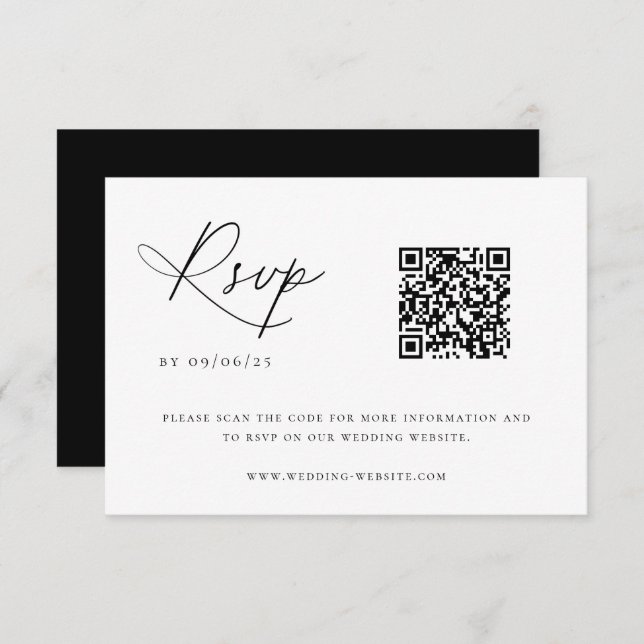 Zeitgenössischer QR-Code für Küstenchic Wedding RSVP Karte (Vorne/Hinten)