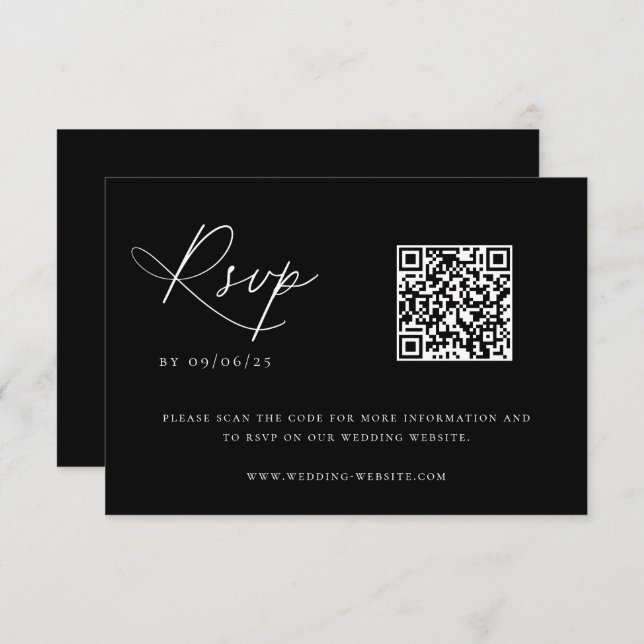 Zeitgenössischer QR-Code für Küstenchic Wedding RSVP Karte (Vorne/Hinten)