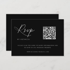 Zeitgenössischer QR-Code für Küstenchic Wedding RSVP Karte