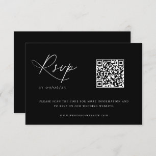 Zeitgenössischer QR-Code für Küstenchic Wedding RSVP Karte