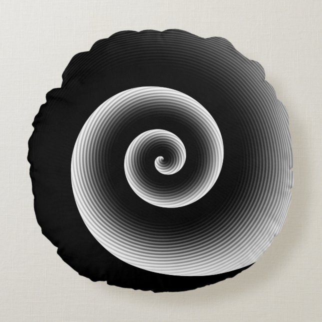 Zeitgenössischer Schwarz & Weiß Stilvoller künstle Rundes Kissen (Vorderseite)