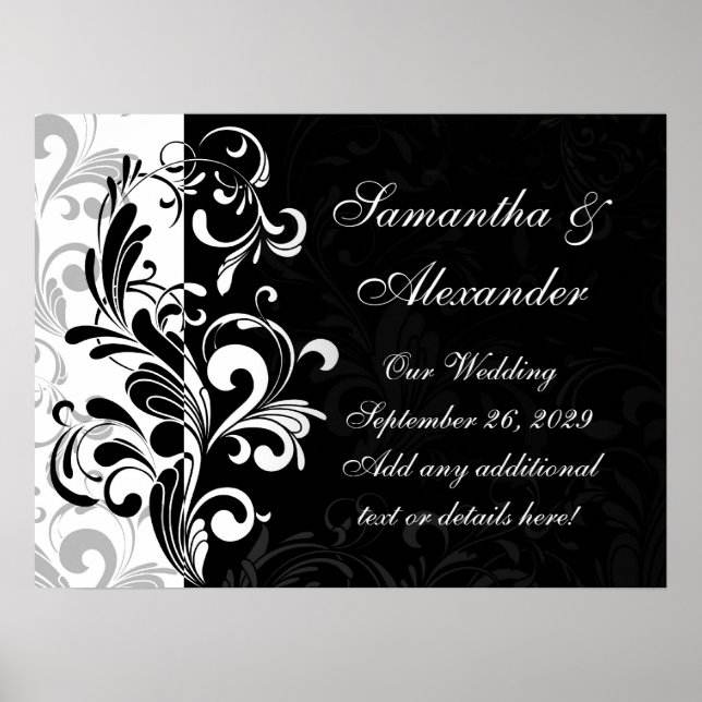 Zeitgenössischer Schwarz-Weiß-Swirl Poster (Vorne)