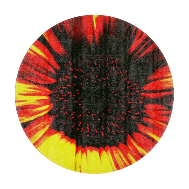 zeitgenössischer Sonnenblumenkernkopf und Blätter Schneidebrett (Vorderseite)