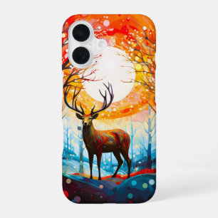 Zeitgenössischer Wald Wildhirsch iPhone 16 Hülle