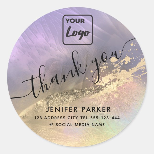 Zeitgenössisches abstraktes Logo bedanken sich bei Runder Aufkleber (Vorderseite)