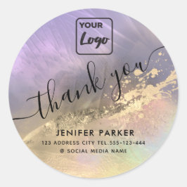 Zeitgenössisches abstraktes Logo bedanken sich bei Runder Aufkleber