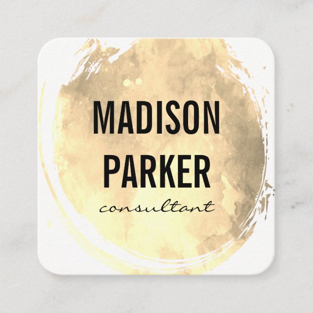Zeitgenössisches Aquarell-Gold Quadratische Visitenkarte (Vorderseite)