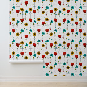 Zeitgenössisches Art Noveau Blumenmuster Tapete