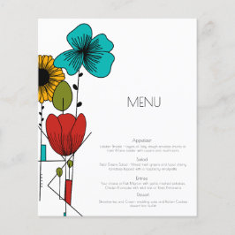 Zeitgenössisches Art Noveau Floral Wedding Menu Flyer
