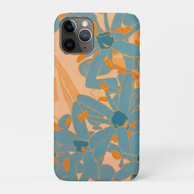 Zeitgenössisches Blattdesign in Pfirsich  Case-Mate iPhone Hülle (Rückseite)