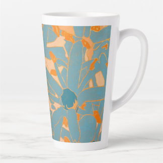 Zeitgenössisches Blattdesign in Pfirsich-Etikett Milchtasse