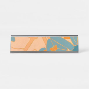 Zeitgenössisches Blattdesign in Pfirsich Schreibtischnamensplakette