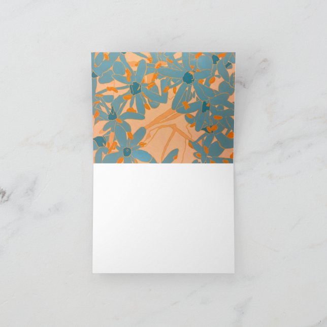 Zeitgenössisches Blattdesign Pfirsich Dankeskarte (Innenseite)