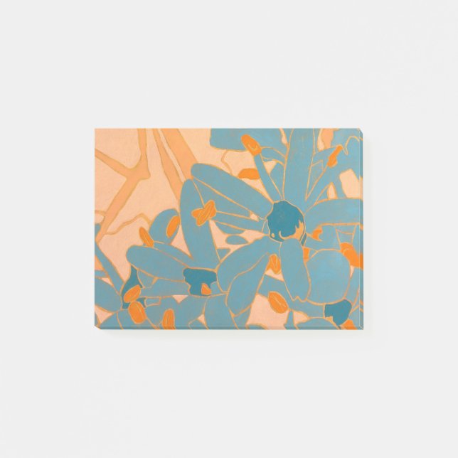 Zeitgenössisches Blattdesign Pfirsich Post-it Klebezettel (Vorderseite)