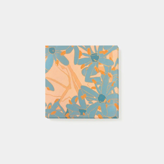 Zeitgenössisches Blattdesign Pfirsich Post-it Klebezettel (Vorderseite)