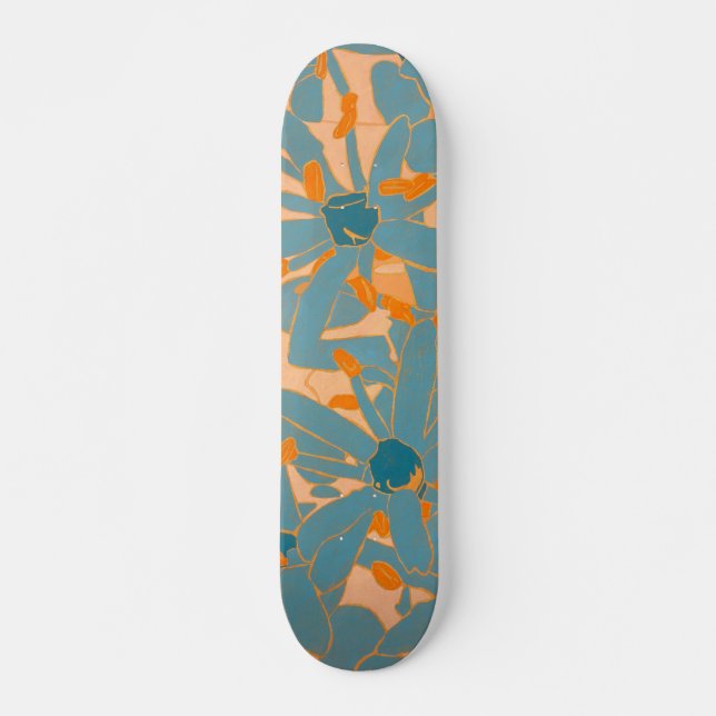 Zeitgenössisches Blattdesign Pfirsich Skateboard (Vorne)
