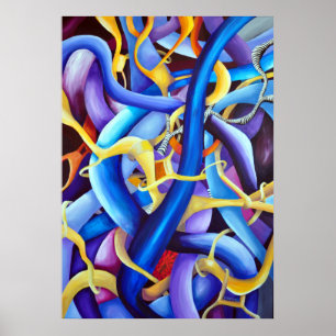 Zeitgenössisches Blau Abstrakt - tiefe Illusion Poster