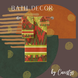 Zeitgenössisches Design in Oliven, Rost, Gold Badhandtuch Set