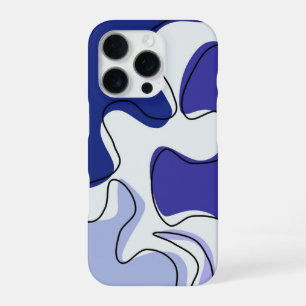 Zeitgenössisches Design mit blauen und weißen flui iPhone 16 Pro Hülle