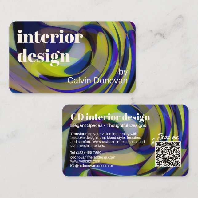 Zeitgenössisches eklektisches Chic zeitloses Kunst Visitenkarte (Vorne/Hinten)