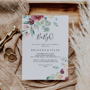 Zeitgenössisches Eucalyptus BabyQ Baby Duschgrill Einladung