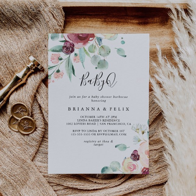 Zeitgenössisches Eucalyptus BabyQ Baby Duschgrill Einladung (Von Creator hochgeladen)