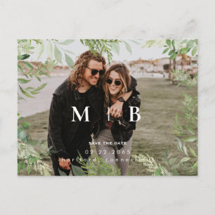 Zeitgenössisches Foliage-Monogramm-Foto Save-the-D Postkarte