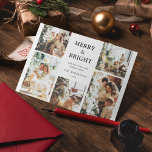 Zeitgenössisches Foto Grid Merry & Bright Weihnach Feiertagskarte<br><div class="desc">Zeitgenössische Foto Collage Weihnachtskarte zum Versand an Familie und Freunde mit 5 Bildern auf der Vorderseite und ein großes Foto auf der Rückseite. Der Text lautet "MERRY & BRIGHT" mit der Möglichkeit,  die Jahreszeit Grüße,  Name und Jahr anzupassen.</div>