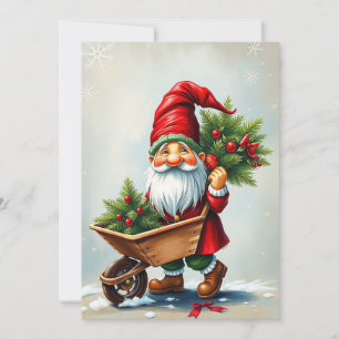 Zeitgenössisches Gnome außerhalb des Fotos - Elega Feiertagskarte