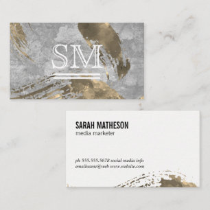 Zeitgenössisches Gold-Pinseltextur-Monogramm Visitenkarte
