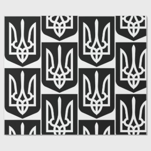 Zeitgenössisches Grafik-Emblem der Ukraine Tryzub Geschenkpapier