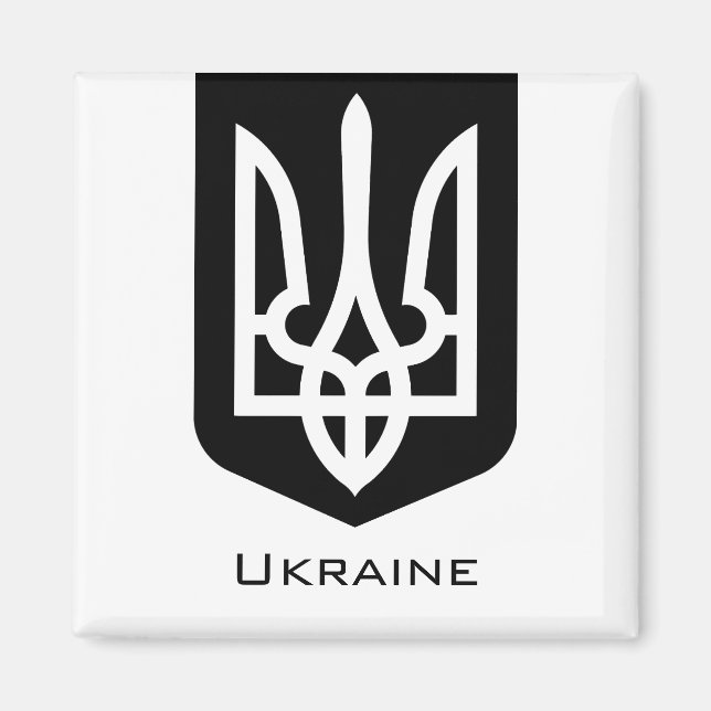 Zeitgenössisches Grafik-Emblem Tryzub der Ukraine Magnet (Vorne)