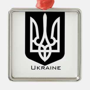 Zeitgenössisches Grafik-Emblem Tryzub der Ukraine Ornament Aus Metall