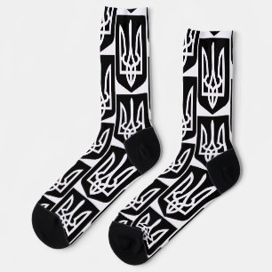 Zeitgenössisches Grafik-Emblem Tryzub der Ukraine Socken