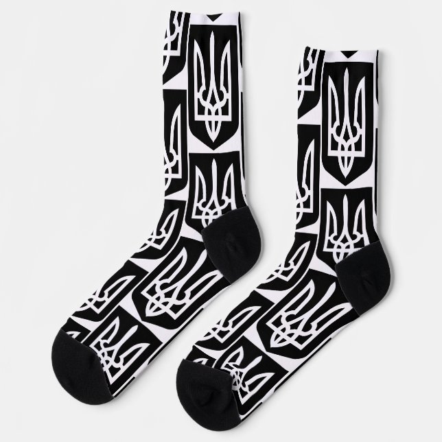 Zeitgenössisches Grafik-Emblem Tryzub der Ukraine Socken (Linkes Detail)