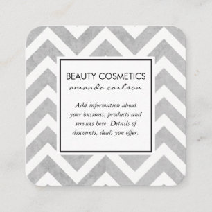 Zeitgenössisches Grau Zickzack Quadratische Visitenkarte