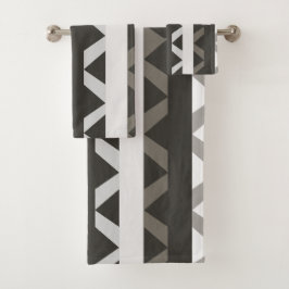 Zeitgenössisches graues Triangle-Muster Badhandtuch Set