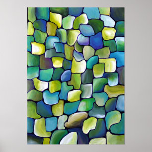 Zeitgenössisches Grünes Muster Poster