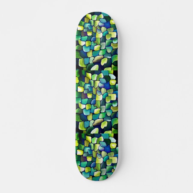Zeitgenössisches Grünes Muster Skateboard (Vorne)