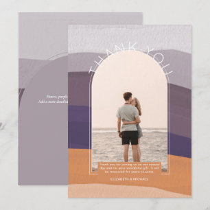 Zeitgenössisches Mauve Orange Streifen FOTO DANKE Einladung