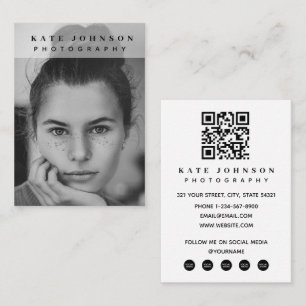 Zeitgenössisches Minimal-Foto-QR-Code-Social-Media Visitenkarte