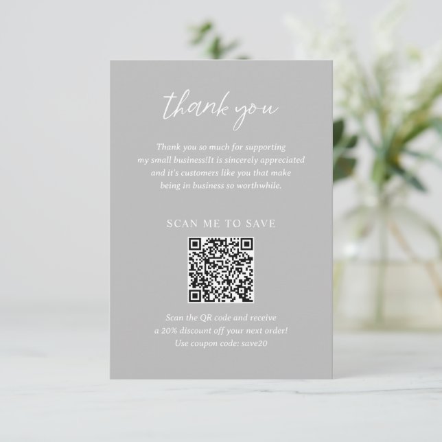 Zeitgenössisches Minimalistisches Schiefergrauen M Dankeskarte (Stehend Vorderseite)